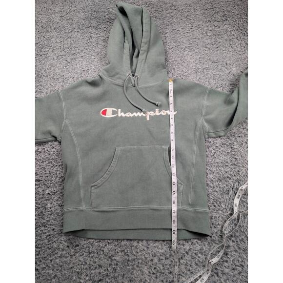 Vintage Champion Hoodie Youth Small Green Boy Pullover Reverse Weave Embroidered - Picture 4 of 6